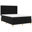 Box spring seng med LED-lysstrimler Sort 160 x 200 cm Stof