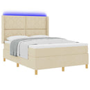 Box spring seng med LED-lysstrimler Creme 160 x 200 cm Stof