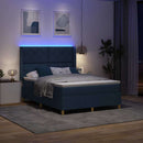 Box spring seng med LED-lysstrimler Blå 160 x 200 cm Stof
