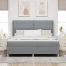 Box spring seng med LED-lysstrimler Lysegrå 180 x 200 cm Stof