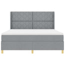 Box spring seng med LED-lysstrimler Lysegrå 180 x 200 cm Stof