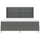 Box spring seng med LED-lysstrimler Grå 180 x 200 cm Stof