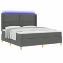 Box spring seng med LED-lysstrimler Grå 180 x 200 cm Stof