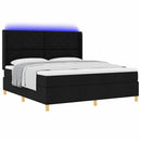 Box spring seng med LED-lysstrimler Sort 180 x 200 cm Stof
