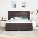 Box spring seng med LED-lysstrimler Brun 180 x 200 cm Stof