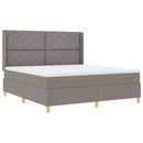 Box spring seng med LED-lysstrimler Gråbrun 180 x 200 cm Stof