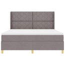 Box spring seng med LED-lysstrimler Gråbrun 180 x 200 cm Stof