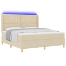 Box spring seng med LED-lysstrimler Creme 180 x 200 cm Stof