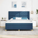 Box spring seng med LED-lysstrimler Blå 180 x 200 cm Stof