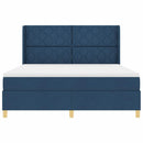 Box spring seng med LED-lysstrimler Blå 180 x 200 cm Stof