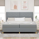 Box spring seng med madras med LED Lysegrå 200 x 200 cm Stof