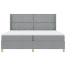 Box spring seng med madras med LED Lysegrå 200 x 200 cm Stof