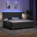 Box spring seng med LED-lysstrimler Grå 200 x 200 cm Stof