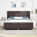 Box spring seng med madras med LED Brun 200 x 200 cm Stof