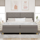 Box spring seng med LED-lysstrimler Gråbrun 200 x 200 cm Stof