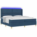 Box spring seng med madras med LED Blå 200 x 200 cm Stof