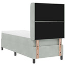 Box spring seng med madras med LED Lysegrå 80 x 200 cm Fløjl