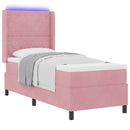 Box spring seng med madras med LED Lyserød 80 x 200 cm Fløjl
