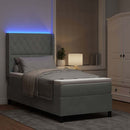 Box spring seng med madras med LED Lysegrå 90 x 190 cm Fløjl