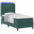Box spring seng med madras med LED Mørkegrøn 90 x 190 cm Fløjl