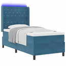 Box spring seng med madras med LED Blå 90 x 200 cm Fløjl