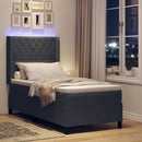 Box spring seng med madras med LED Mørkegrå 100 x 200 cm Fløjl