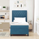 Box spring seng med madras med LED Blå 100 x 200 cm Fløjl