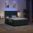 Box spring seng med LED-lysstrimler Grøn 140 x 190 cm Fløjl
