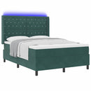 Box spring seng med LED-lysstrimler Grøn 140 x 190 cm Fløjl