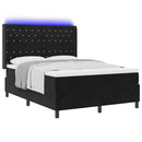 Box spring seng med LED-lysstrimler Sort 140 x 200 cm Fløjl