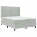 Box spring seng med madras med LED Lysegrå 160 x 200 cm Fløjl