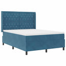 Box spring seng med madras med LED Blå 160 x 200 cm Fløjl