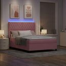 Box spring seng med madras med LED Lyserød 160 x 200 cm Fløjl