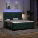 Box spring seng med madras med LED Mørkegrøn 180 x 200 cm Fløjl