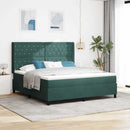 Box spring seng med madras med LED Mørkegrøn 180 x 200 cm Fløjl