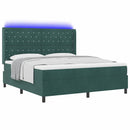 Box spring seng med madras med LED Mørkegrøn 180 x 200 cm Fløjl