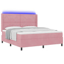 Box spring seng med madras med LED Lyserød 180 x 200 cm Fløjl