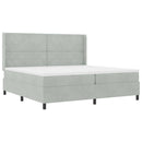 Box spring seng med madras med LED Lysegrå 200 x 200 cm Fløjl