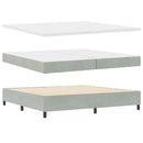 Box spring seng med madras med LED Lysegrå 200 x 200 cm Fløjl