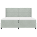 Box spring seng med madras med LED Lysegrå 200 x 200 cm Fløjl