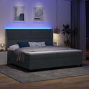 Box spring seng med madras med LED Mørkegrå 200 x 200 cm Fløjl