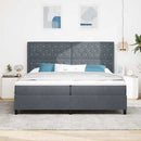 Box spring seng med madras med LED Mørkegrå 200 x 200 cm Fløjl