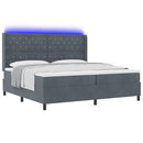 Box spring seng med madras med LED Mørkegrå 200 x 200 cm Fløjl