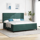 Box spring seng med madras med LED Mørkegrøn 200 x 200 cm Fløjl