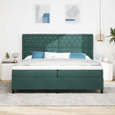 Box spring seng med madras med LED Mørkegrøn 200 x 200 cm Fløjl