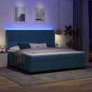 Box spring seng med madras med LED Blå 200 x 200 cm Fløjl