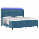 Box spring seng med madras med LED Blå 200 x 200 cm Fløjl