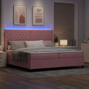 Box spring seng med madras med LED Lyserød 200 x 200 cm Fløjl