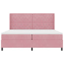 Box spring seng med madras med LED Lyserød 200 x 200 cm Fløjl