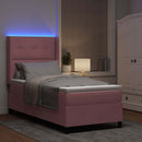 Box spring seng med LED-lysstrimler Lyserød 90 x 190 cm Fløjl